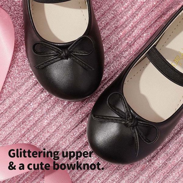 Girl's Ballerina Flat Shoes - BLACK-PU - 2